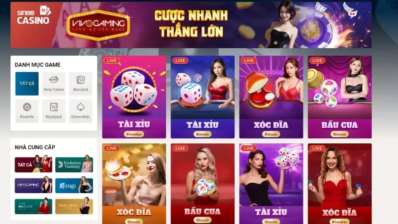 Tổng quan về Casino Sin88